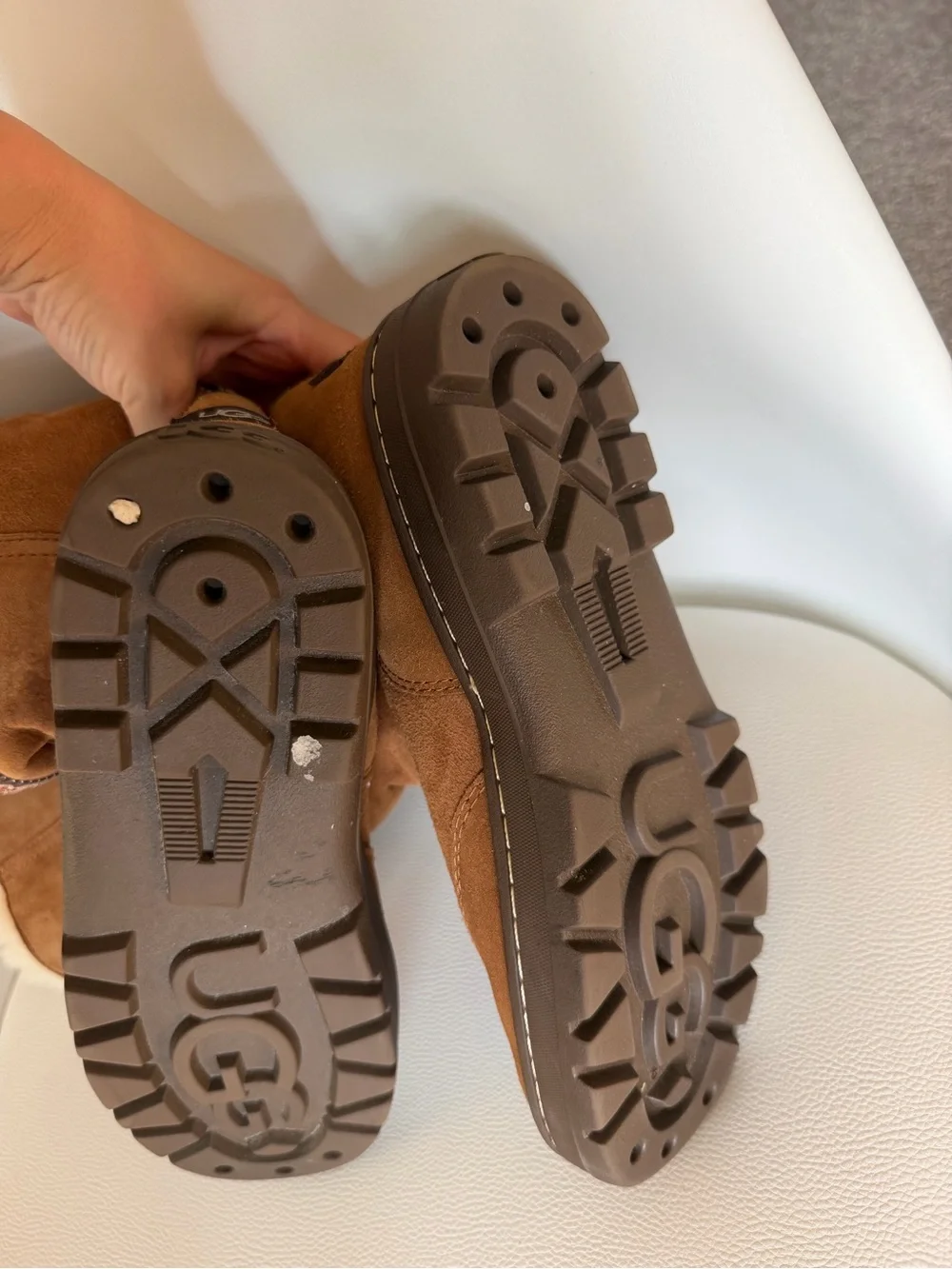 UGG Australia Chestnut Suede Embroidered Tall Shearling Boots US Size 6